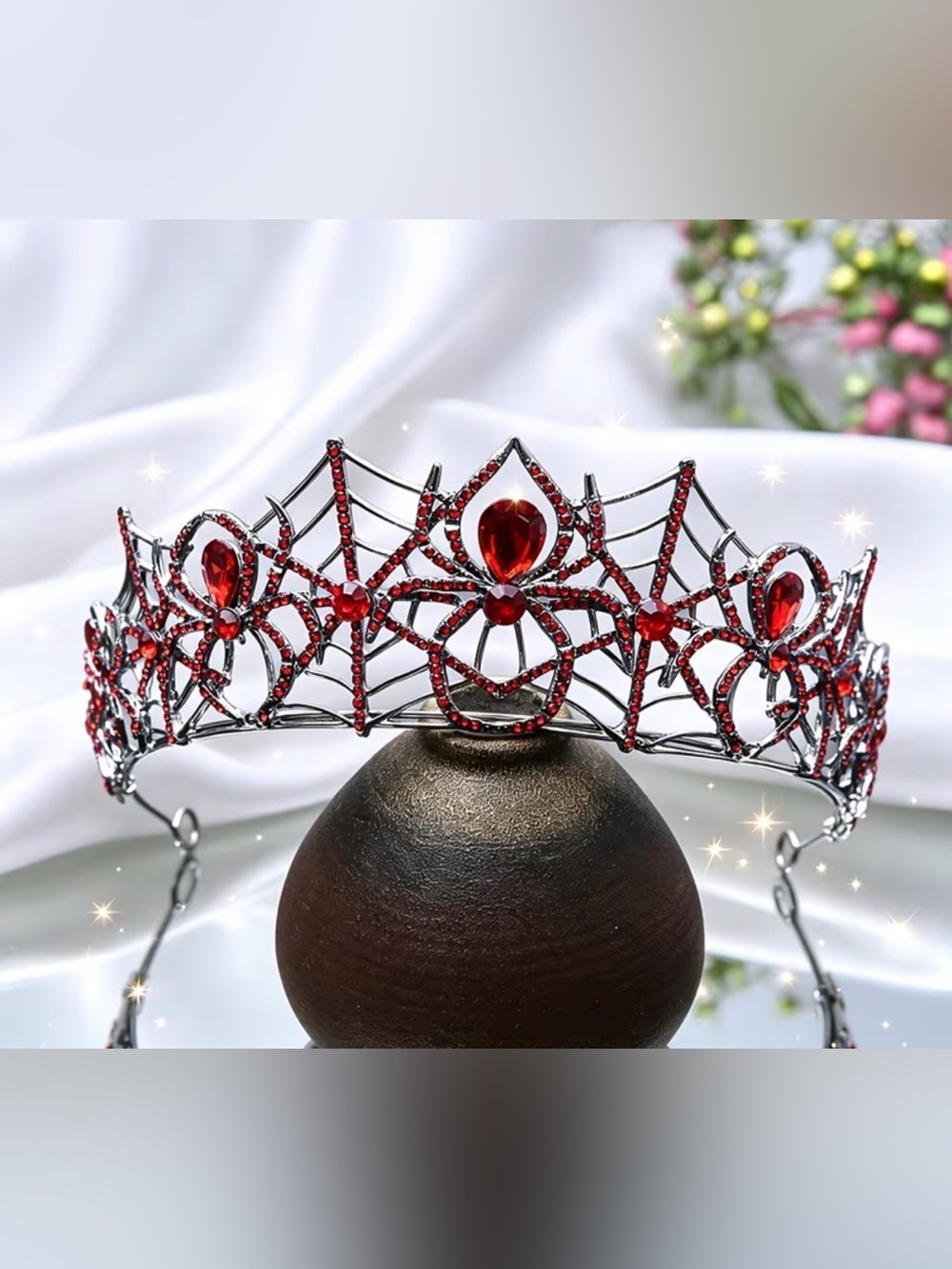 Red Rhinestone Tiara - Picture 7 of 7